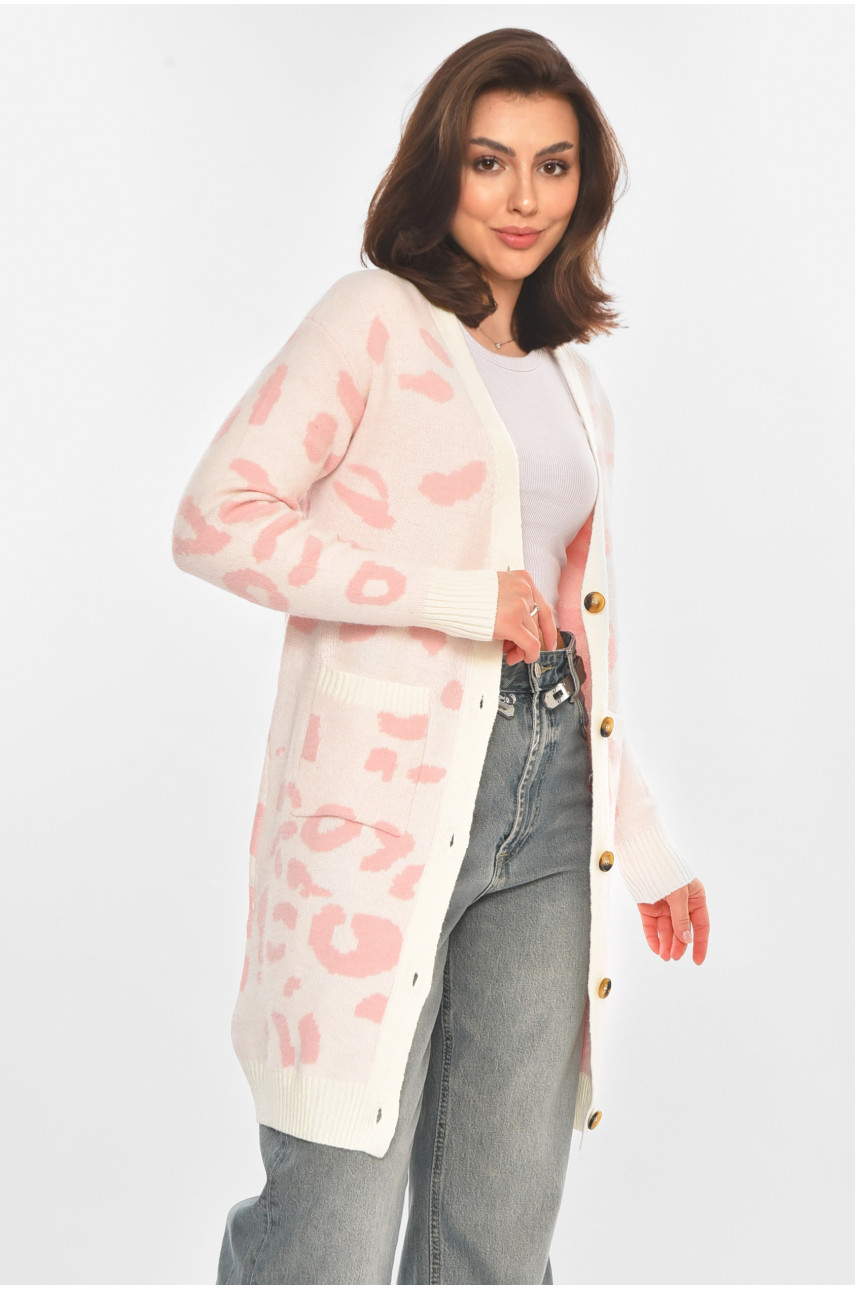 Кардиган женский белого цвета с принтом 11072 212187