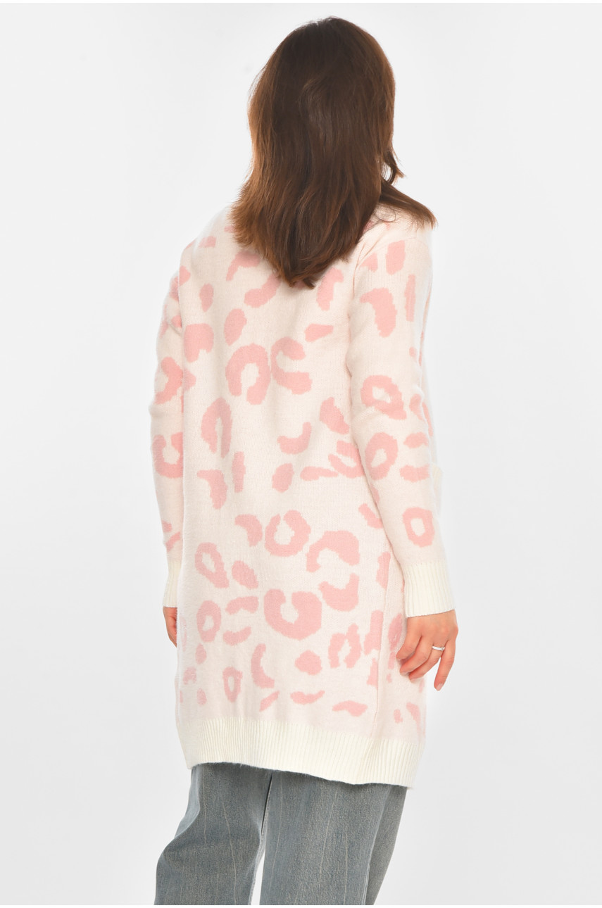 Кардиган женский белого цвета с принтом 11072 212187