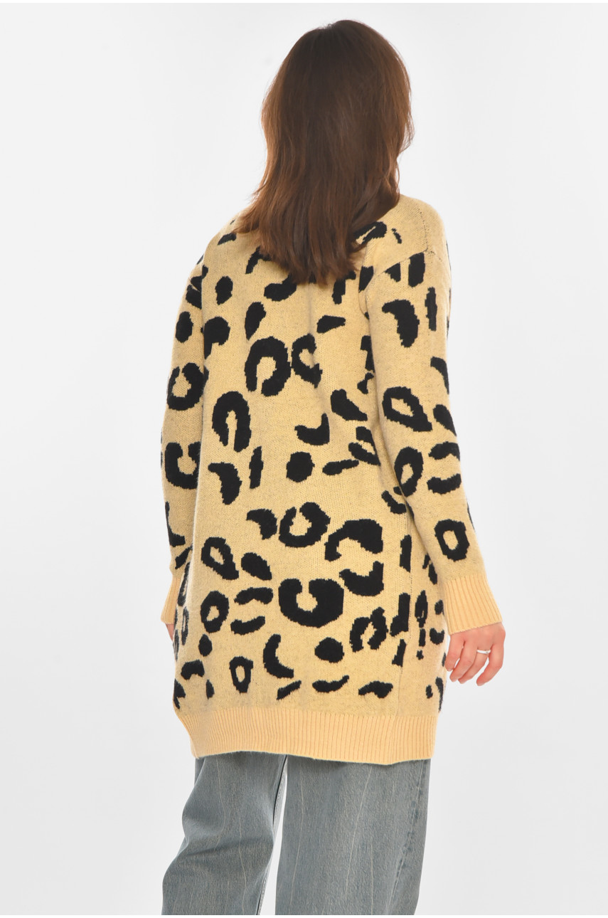 Кардиган женский светло-бежевого цвета с принтом 011872 212190
