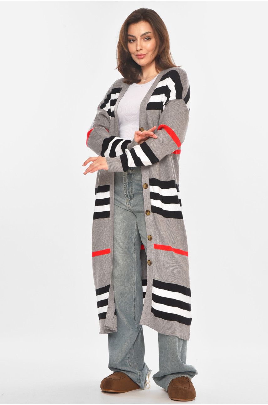 Кардиган женский серого цвета с принтом 11749 212191