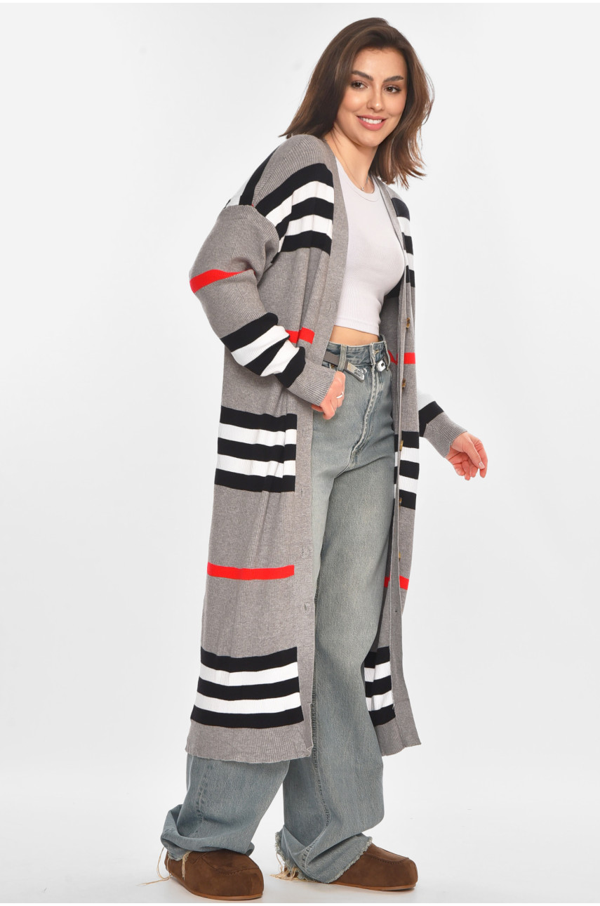 Кардиган женский серого цвета с принтом 11749 212191