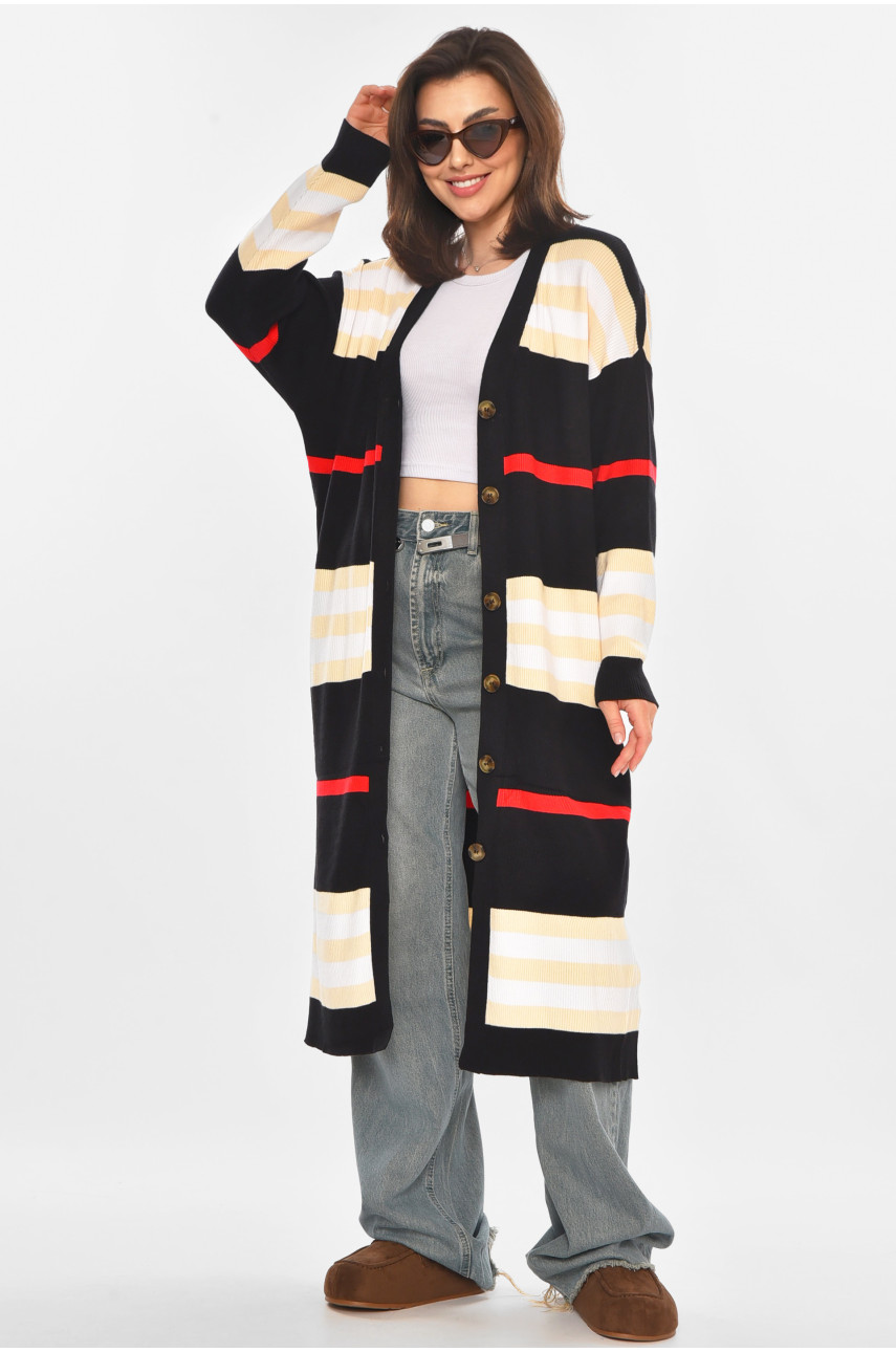 Кардиган женский черного цвета с принтом 11749 212192