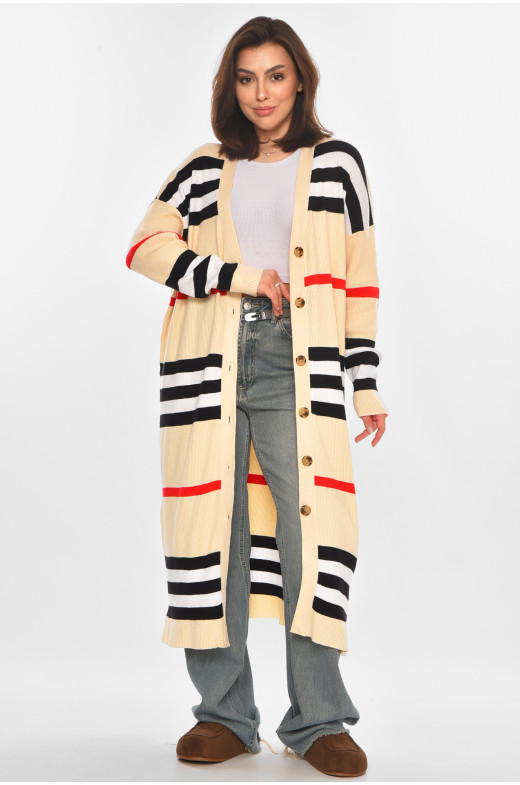 Кардиган женский светло-бежевого цвета с принтом 11749 212193