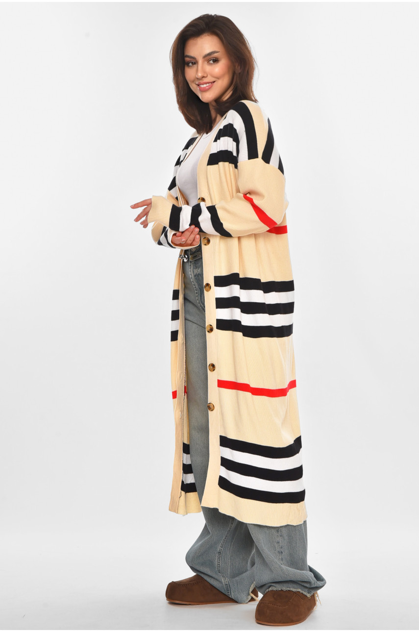 Кардиган женский светло-бежевого цвета с принтом 11749 212193