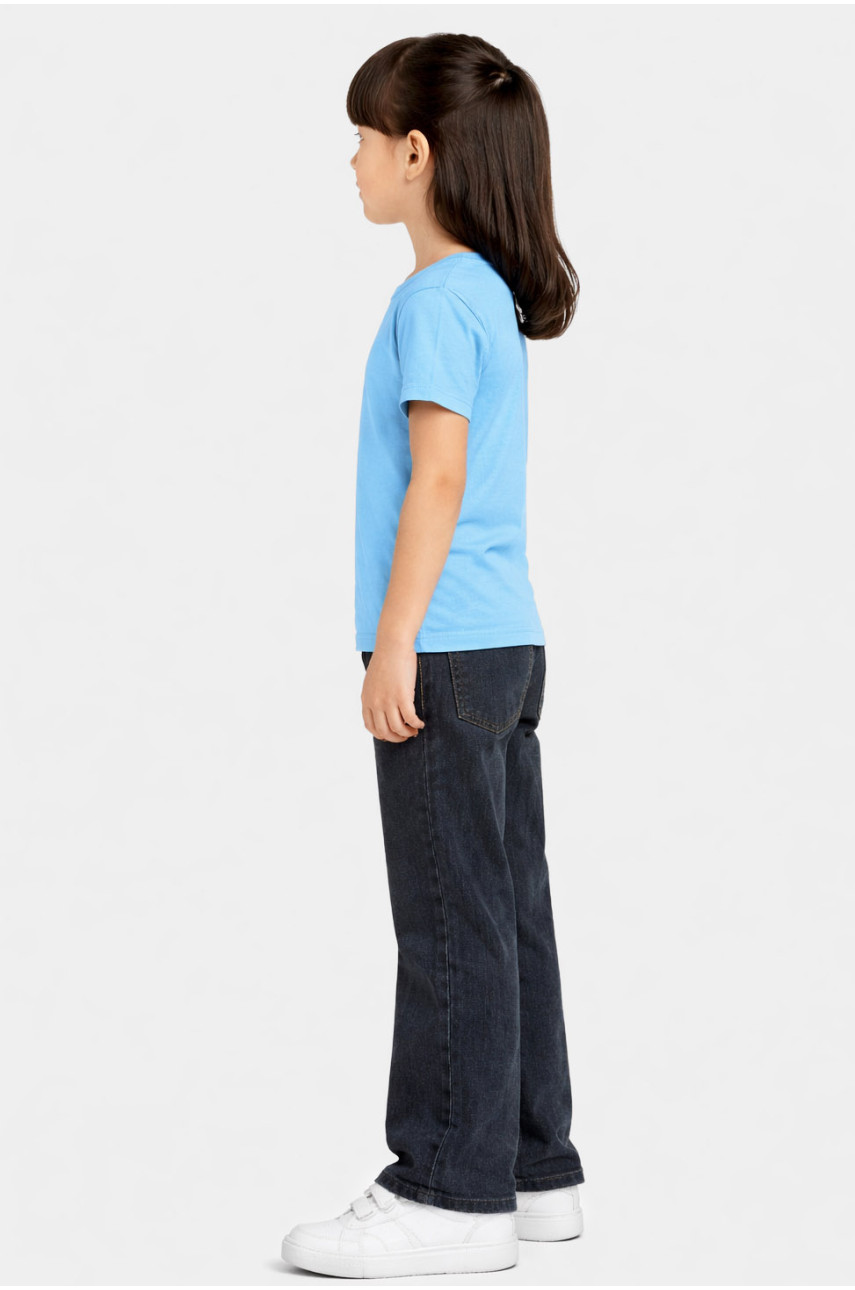 Футболка детская для девочки голубого цвета с принтом 212207
