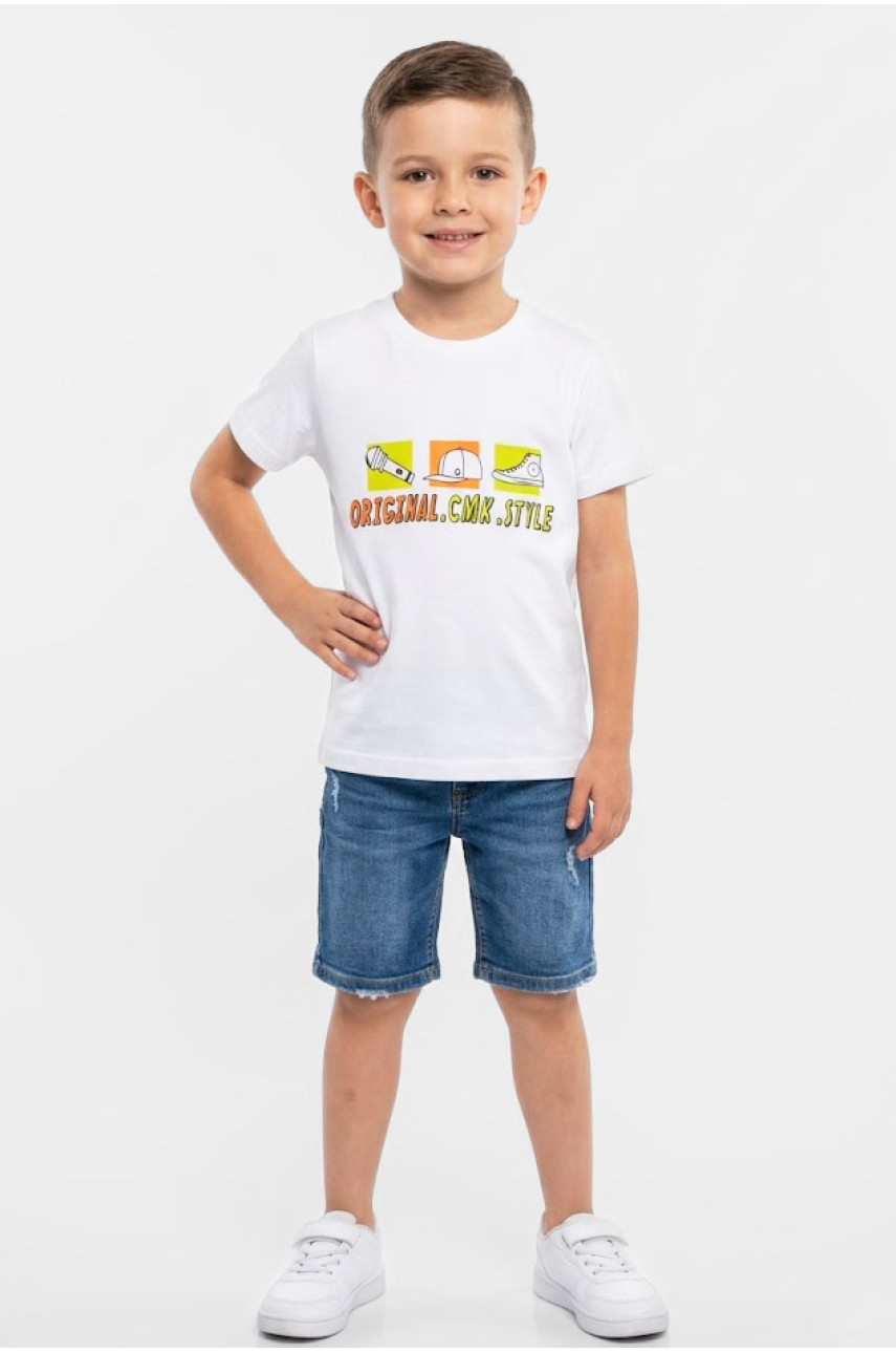 Футболка детская для мальчика белого цвета с принтом 212211
