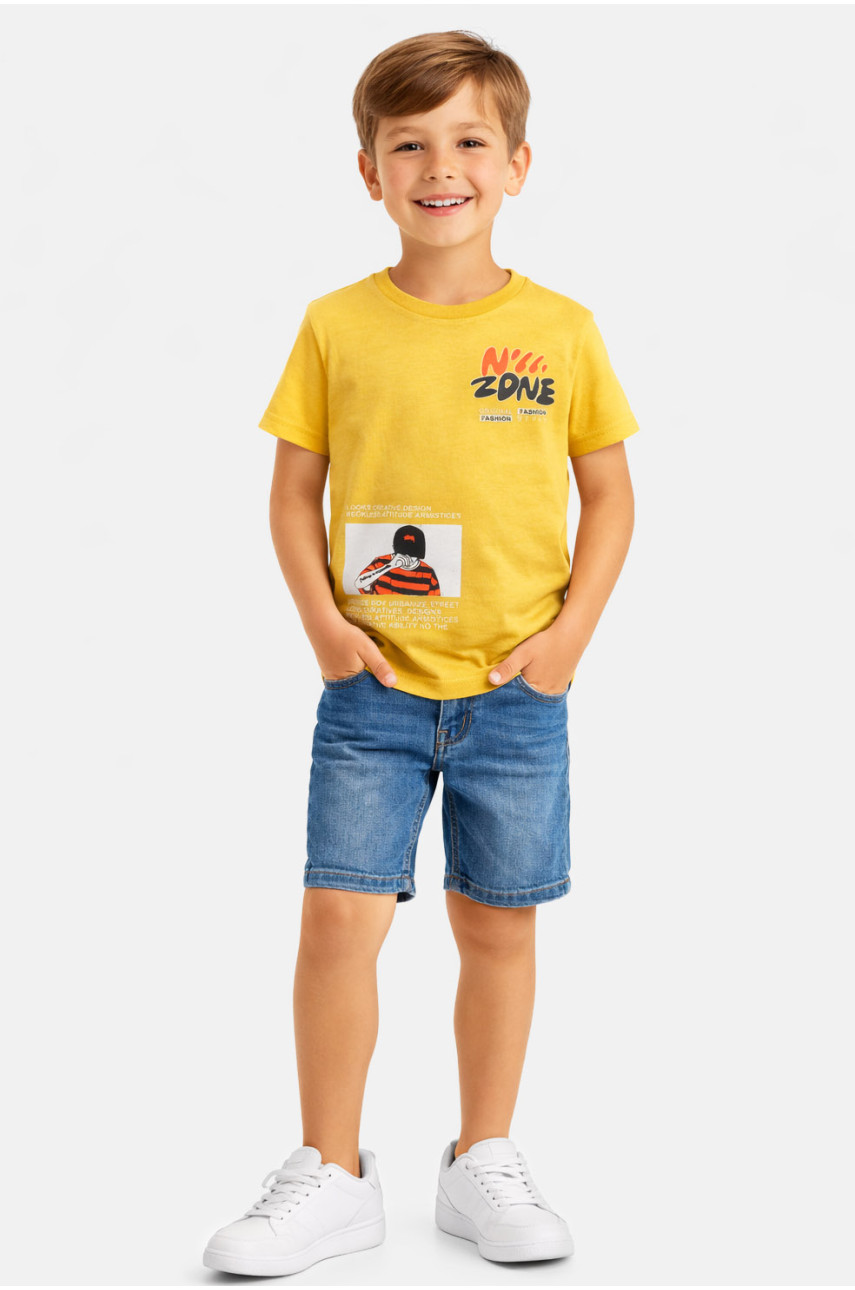 Футболка детская для мальчика желтого цвета с принтом 212212