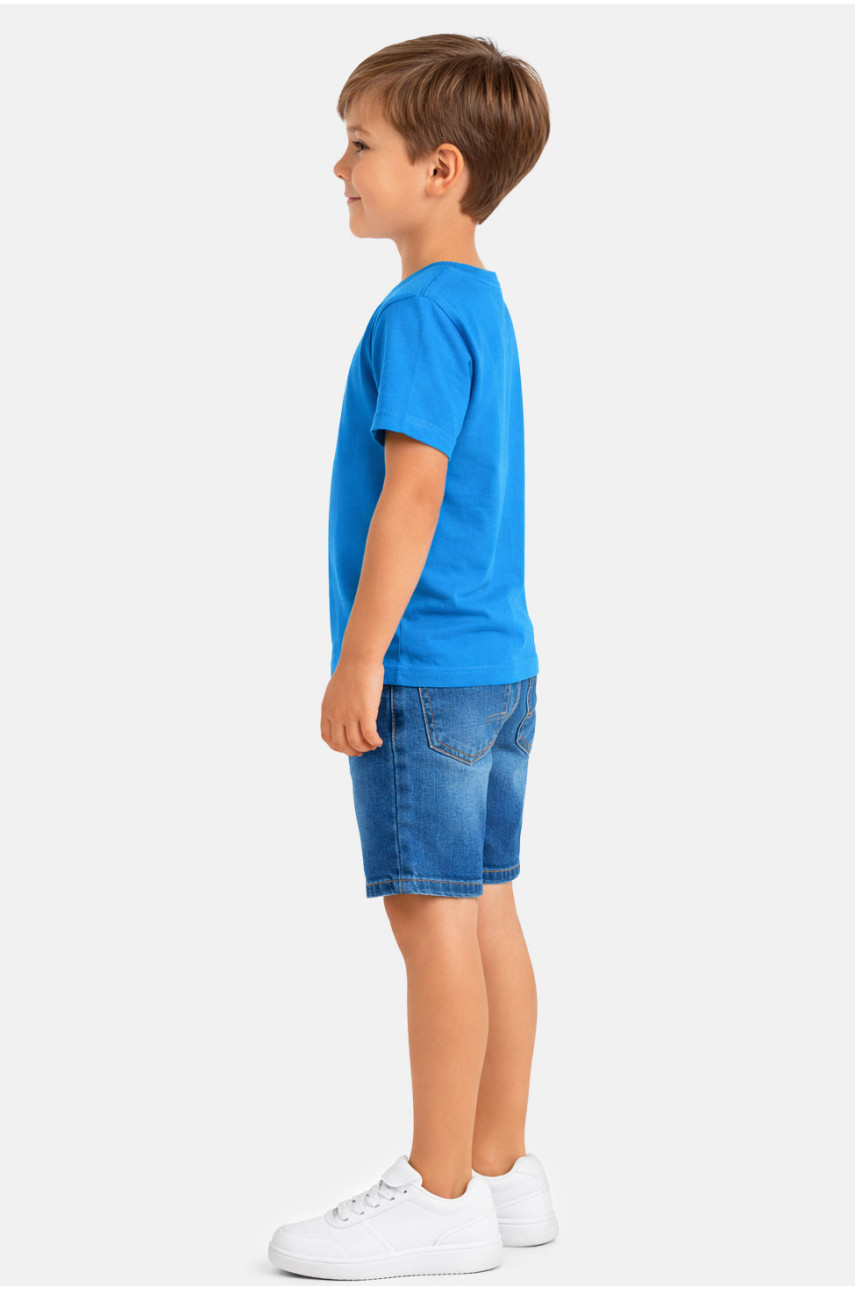 Футболка детская для мальчика синего цвета с принтом 212214