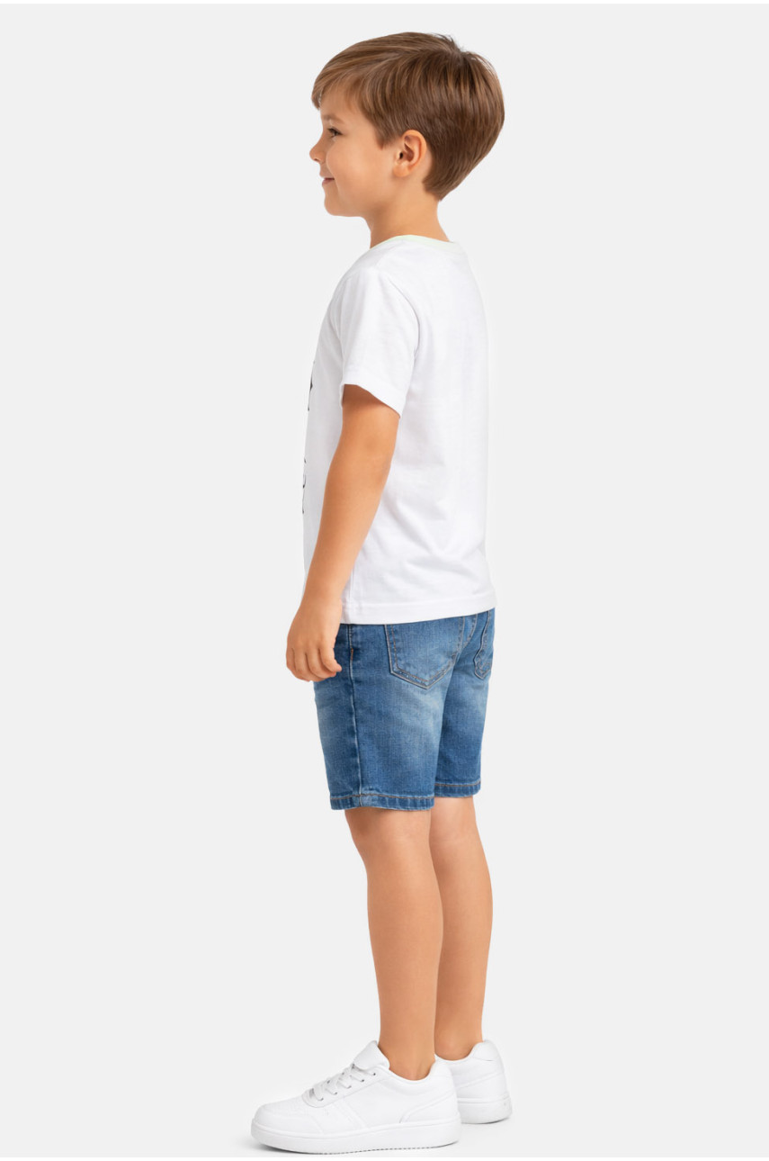 Футболка детская для мальчика белого цвета с принтом 212215