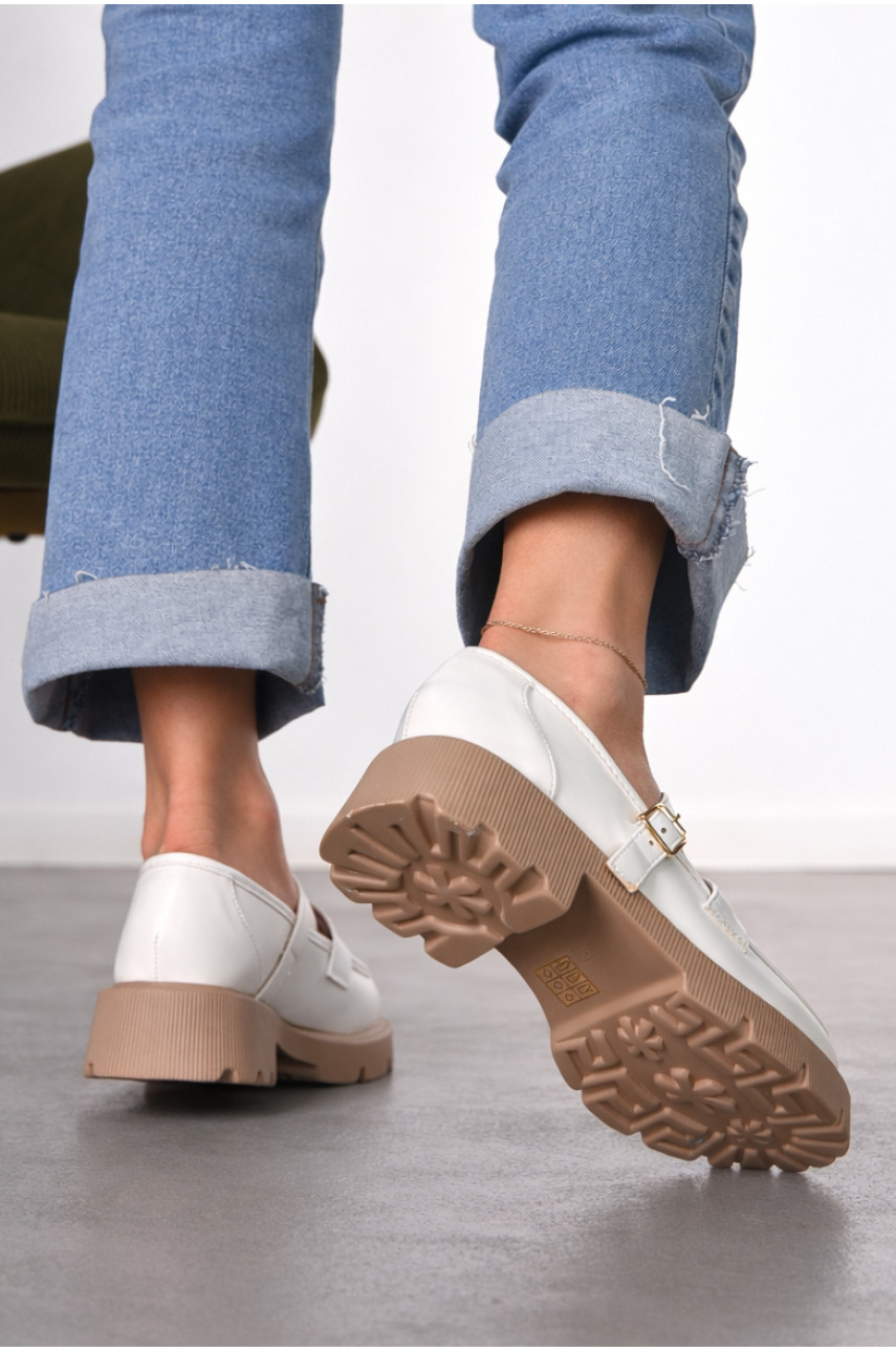 Лоферы женские белого цвета Е232-2 212222