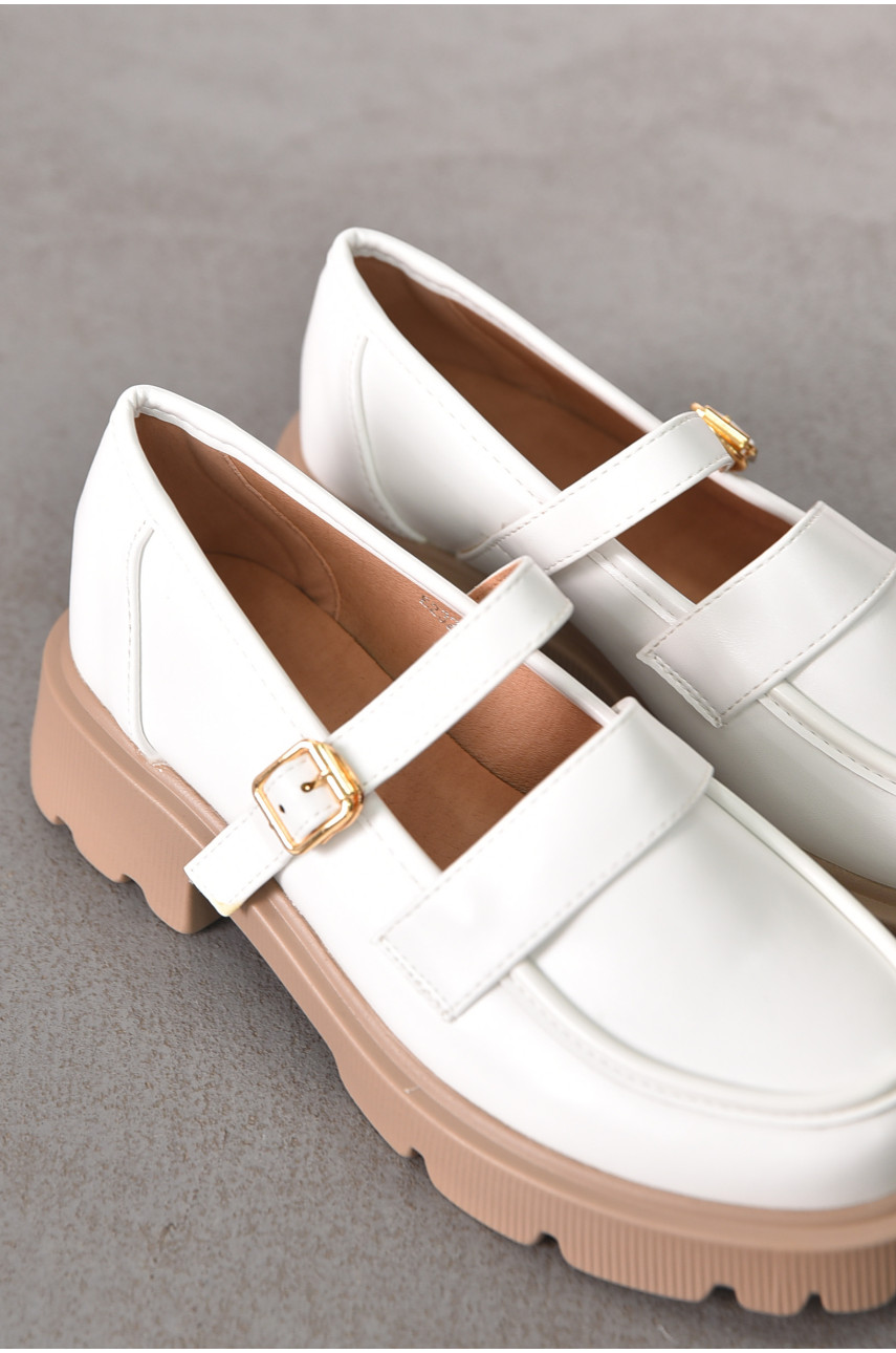 Лоферы женские белого цвета Е232-2 212222