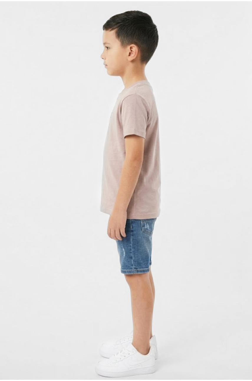 Футболка детская для мальчика бежевого цвета с принтом 212223