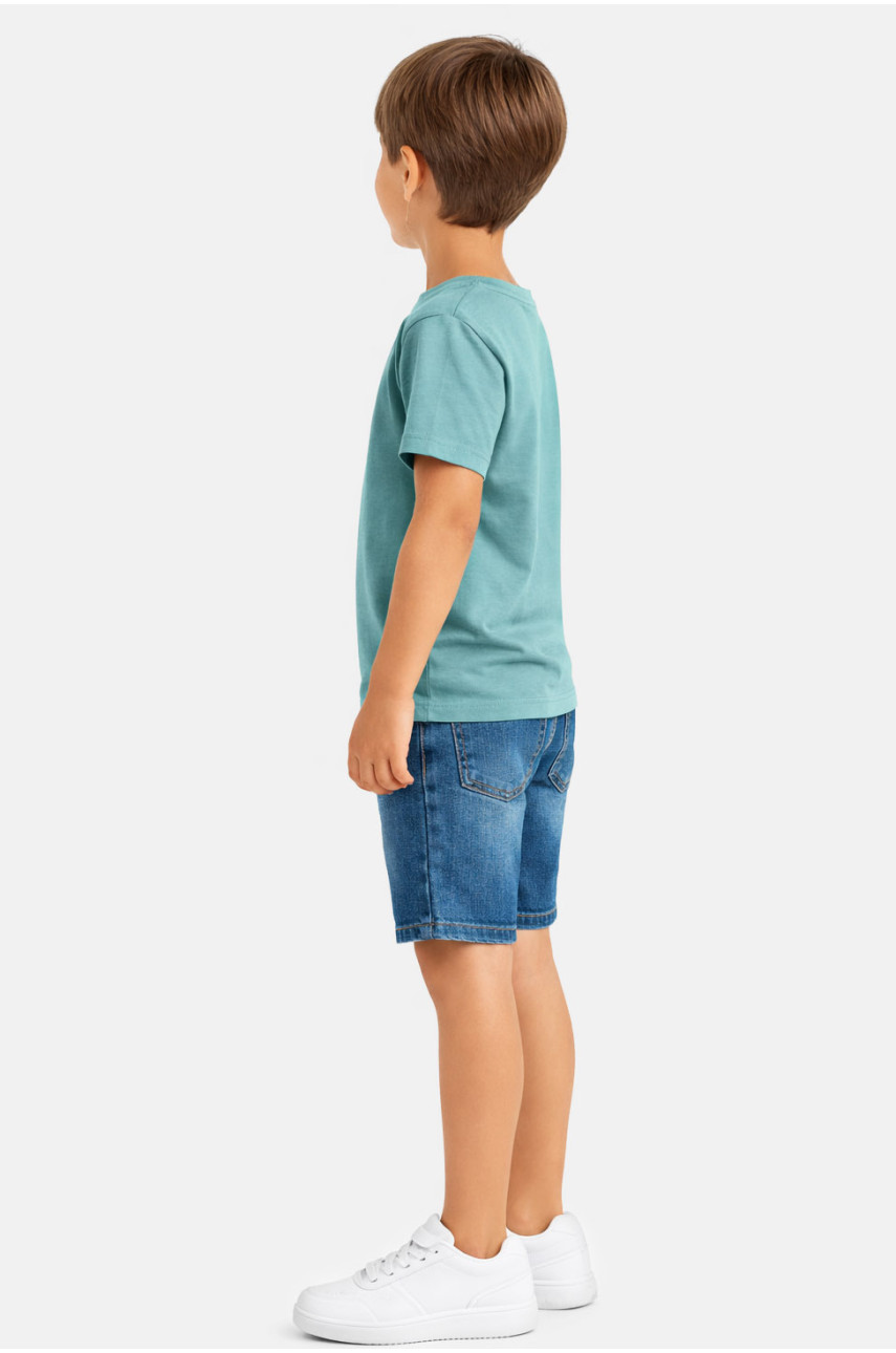 Футболка детская для мальчика зеленого цвета с принтом 212226