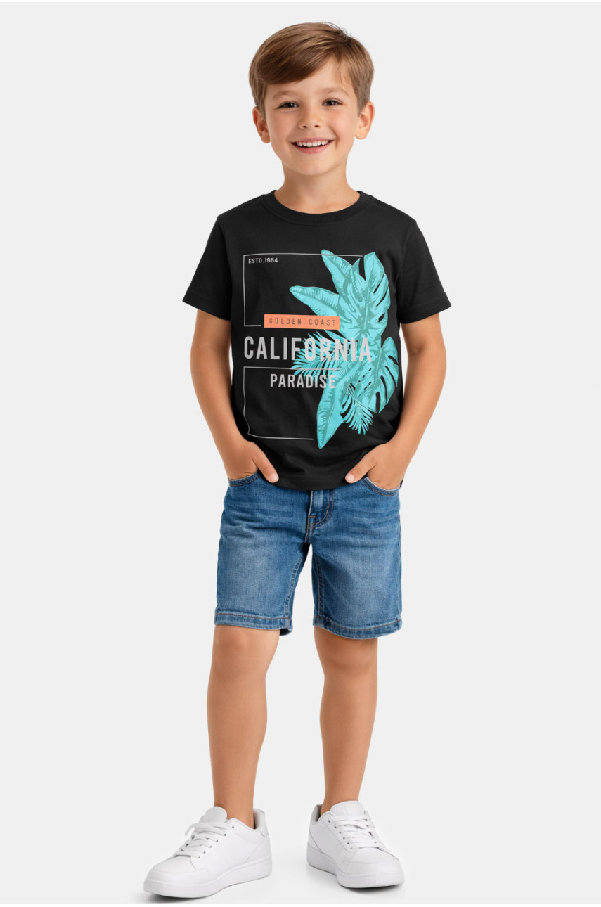 Футболка детская для мальчика черного цвета с принтом 212228