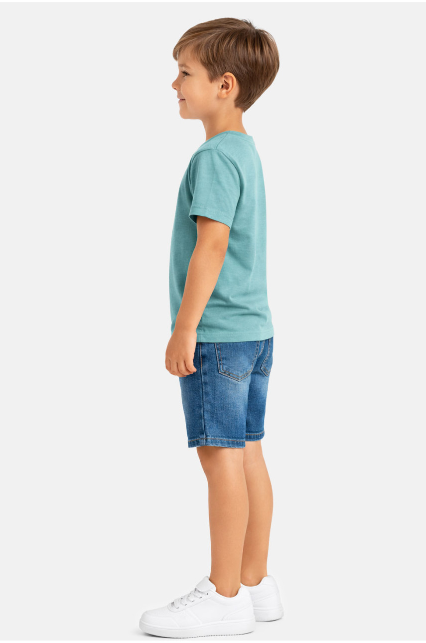 Футболка детская для мальчика зеленого цвета с принтом 212230