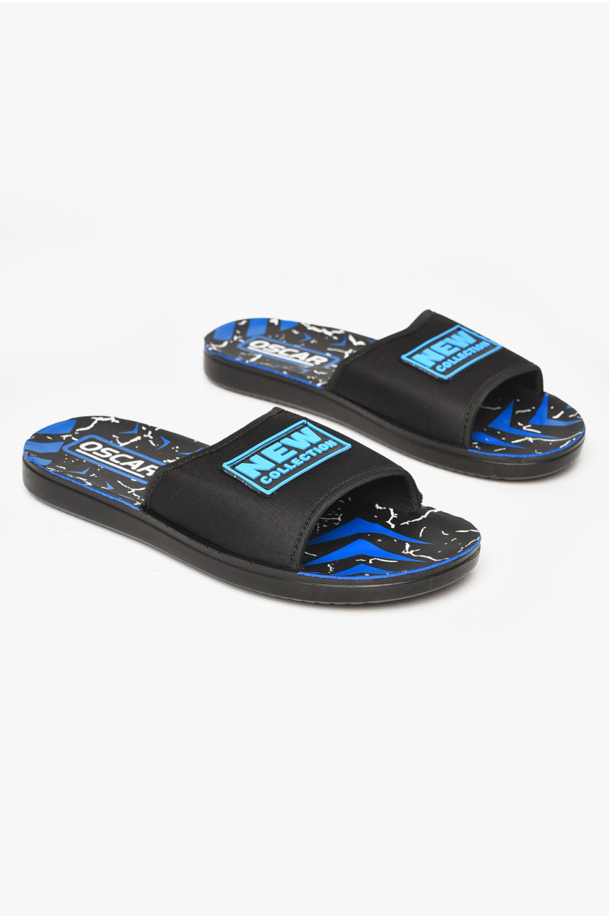 Шлепки мужские черно-синего цвета s-26 212236