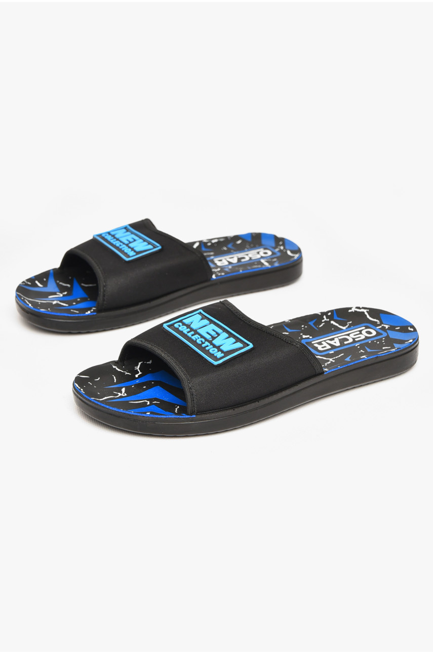 Шлепки мужские черно-синего цвета s-26 212236