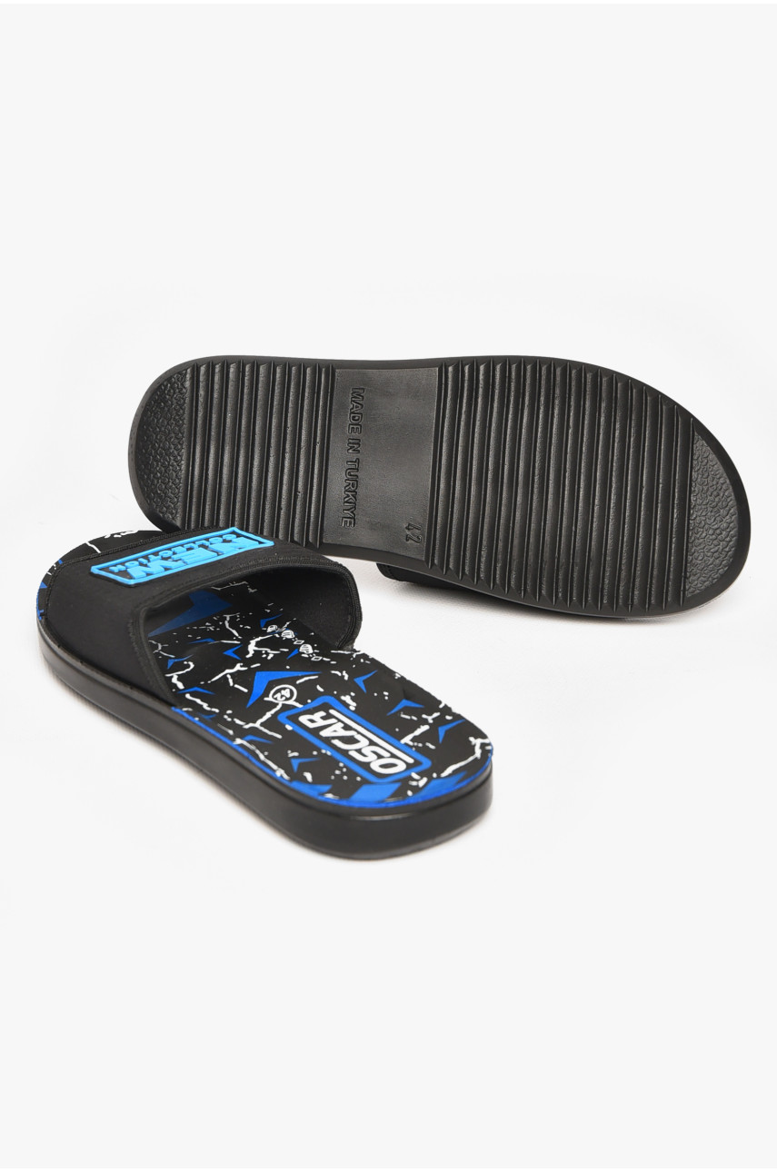 Шлепки мужские черно-синего цвета s-26 212236 Шлепки мужские черно-синего цвета s-26 212236