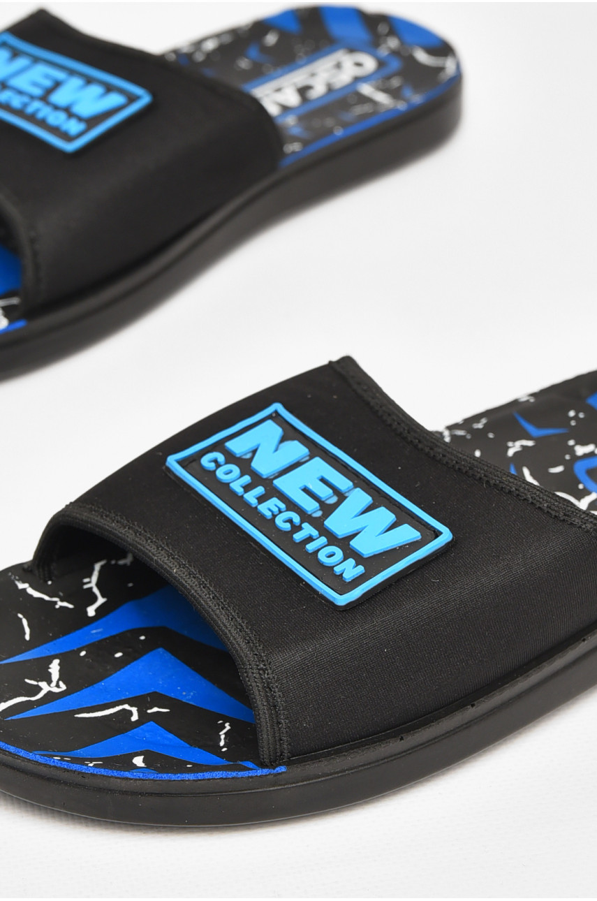 Шлепки мужские черно-синего цвета s-26 212236 Шлепки мужские черно-синего цвета s-26 212236