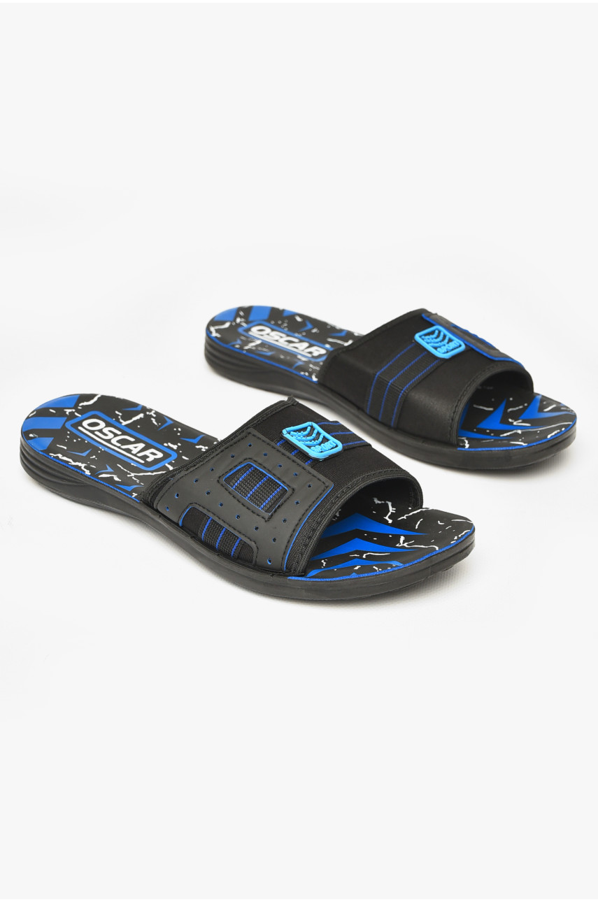 Шлепки мужские черно-голубого цвета s-32 212242