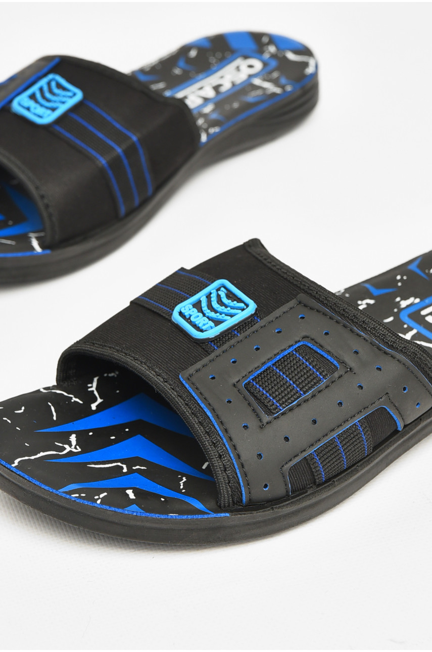Шлепки мужские черно-голубого цвета s-32 212242 Шлепки мужские черно-голубого цвета s-32 212242