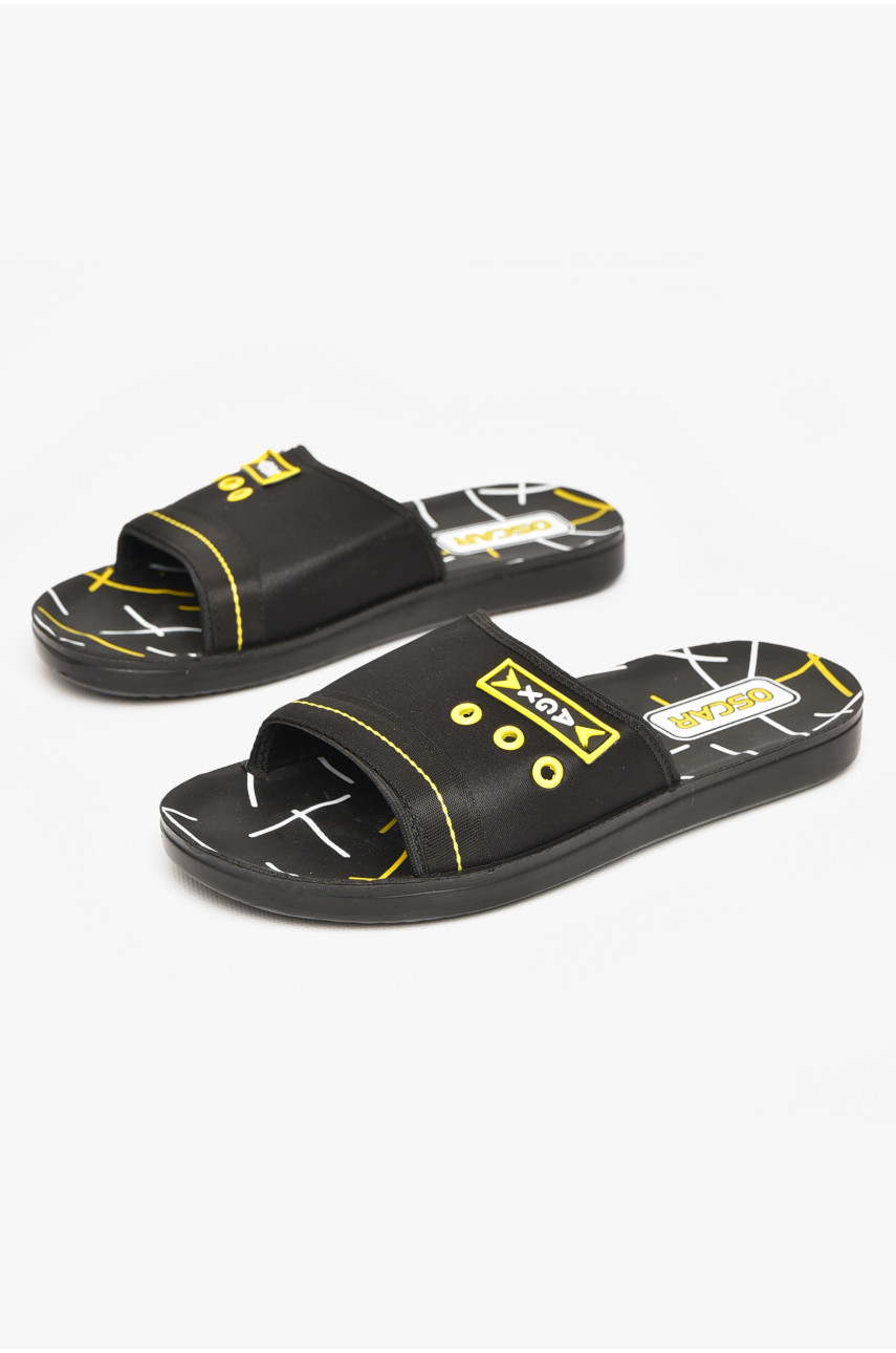 Шлепки мужские черно-желтого цвета s- 212247
