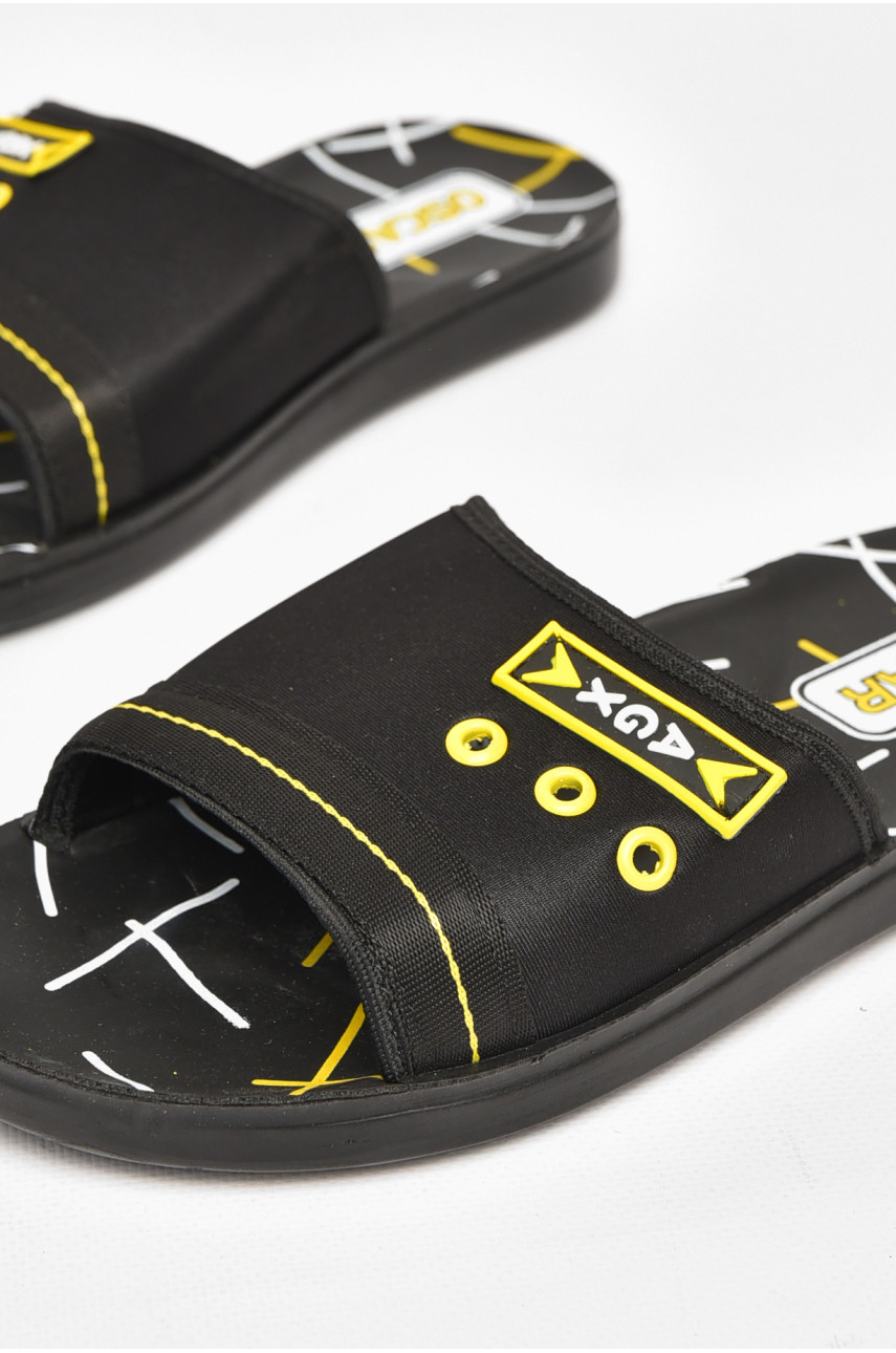 Шлепки мужские черно-желтого цвета s- 212247 Шлепки мужские черно-желтого цвета s- 212247