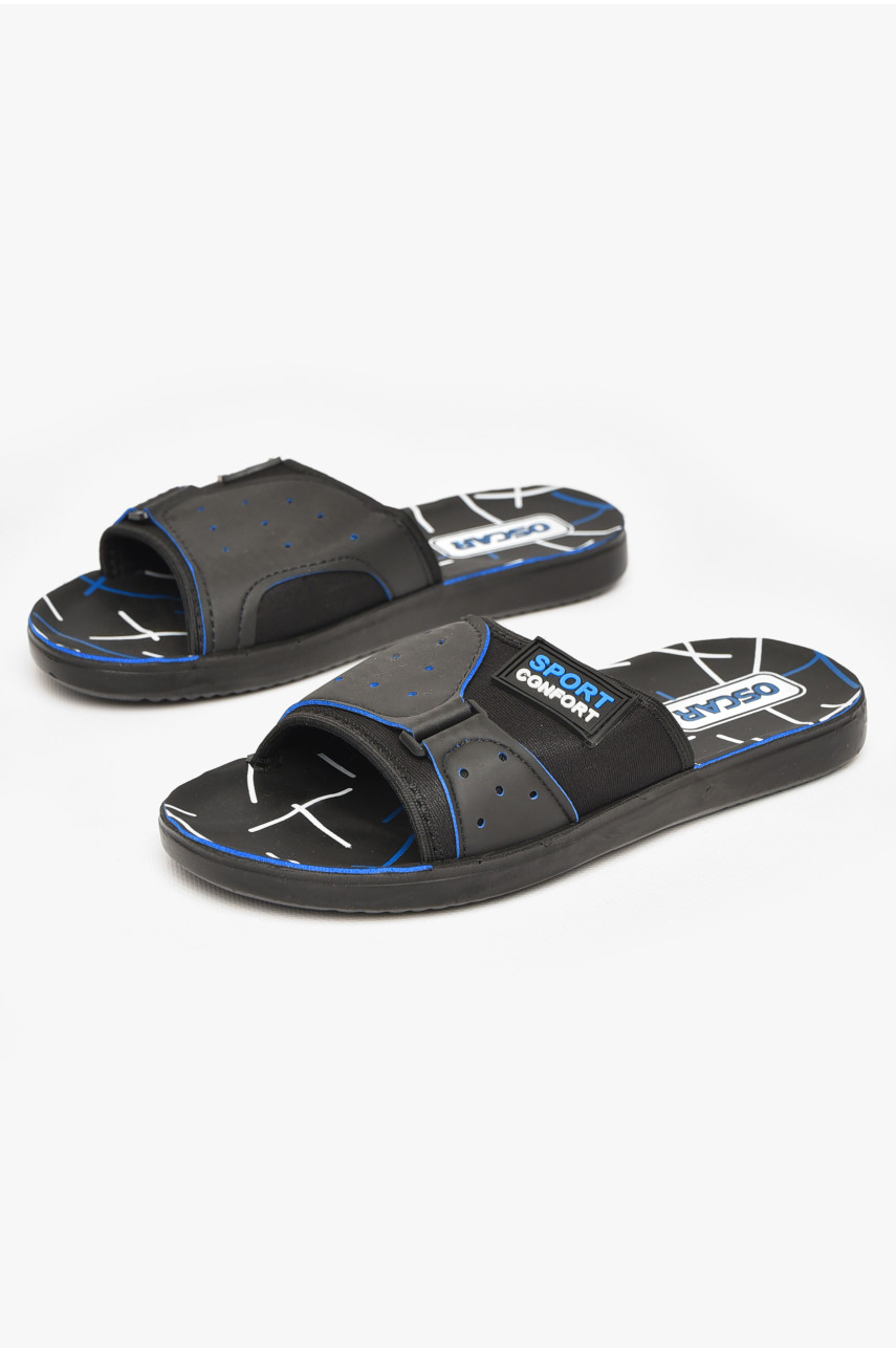 Шлепки мужские черно-синего цвета s- 212248