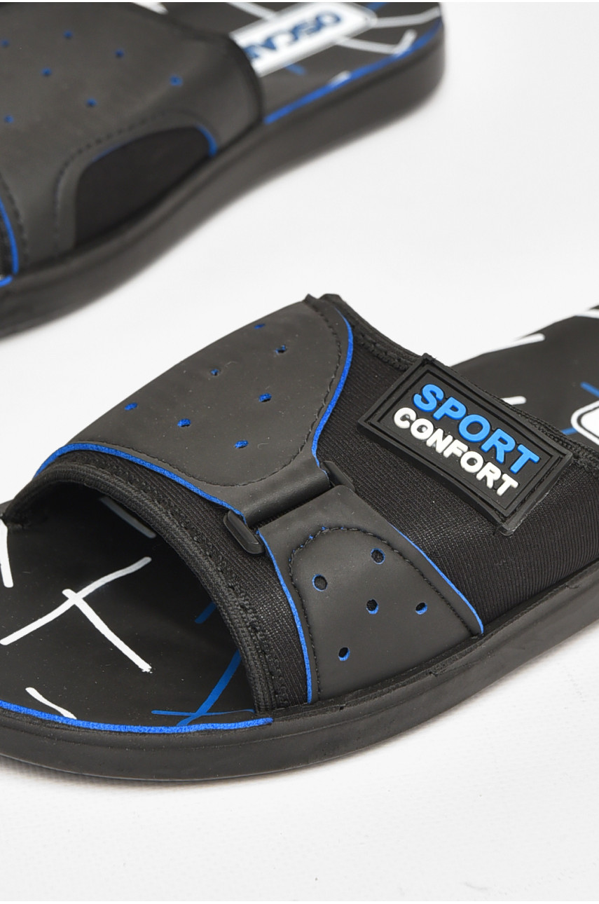 Шлепки мужские черно-синего цвета s- 212248