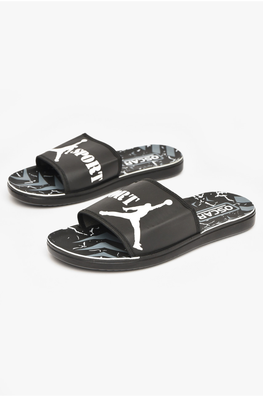 Шлепки мужские черно-белого цвета s- 212249