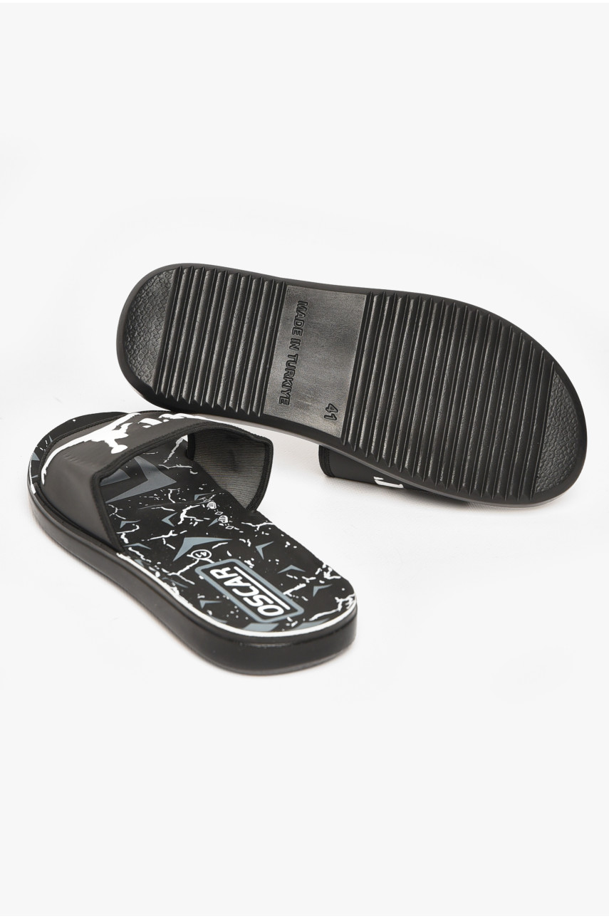 Шлепки мужские черно-белого цвета s- 212249