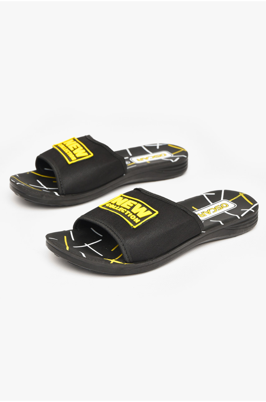 Шлепки мужские черно-желтого цвета s- 212251