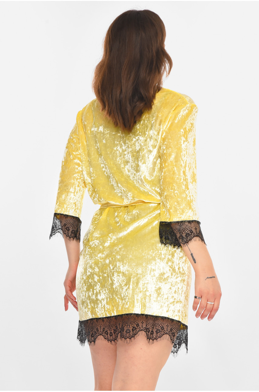 Халат женский велюровый жёлтого цвета М08 212260