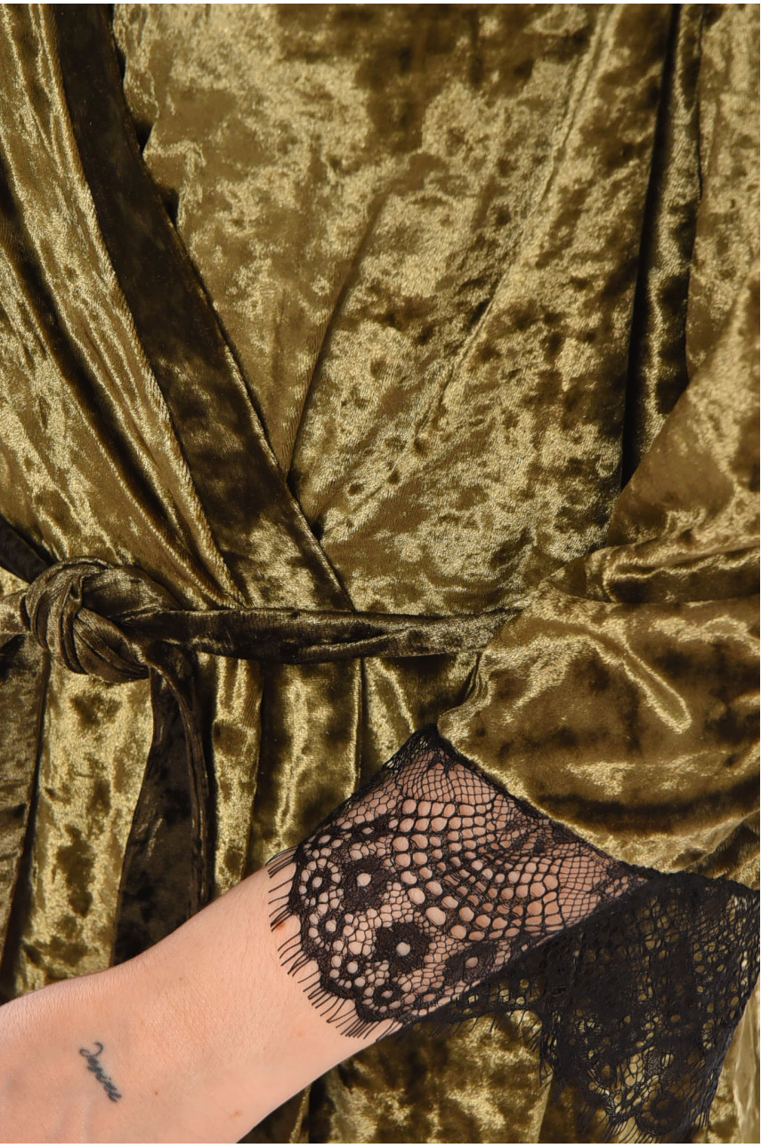 Халат женский велюровый оливкового цвета М06 212269