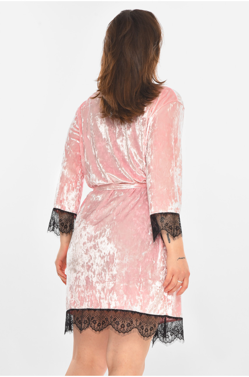 Халат женский велюровый розового цвета М06 212272 Халат женский велюровый розового цвета М06 212272