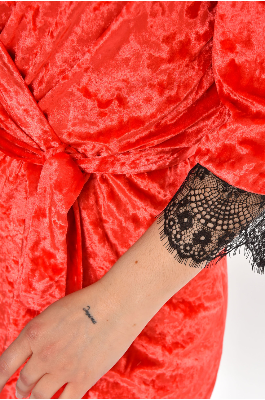 Халат женский велюровый розового цвета М08 212288