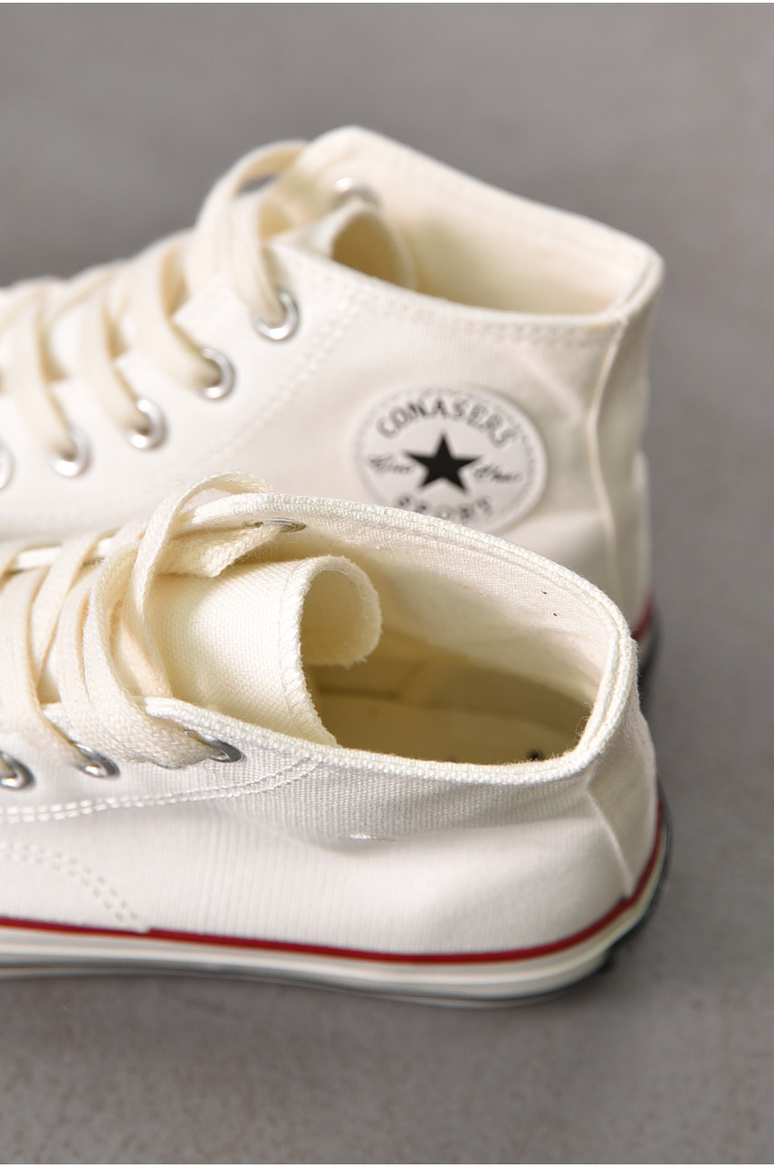 Кеды женские высокие белого цвета на шнуровке L030-1 212295