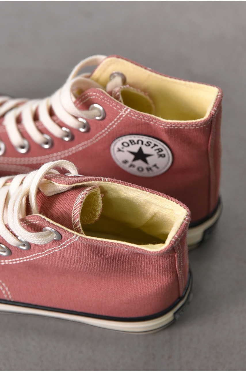 Кеды женские высокие светло-коричневого цвета на шнуровке L030-6 212296