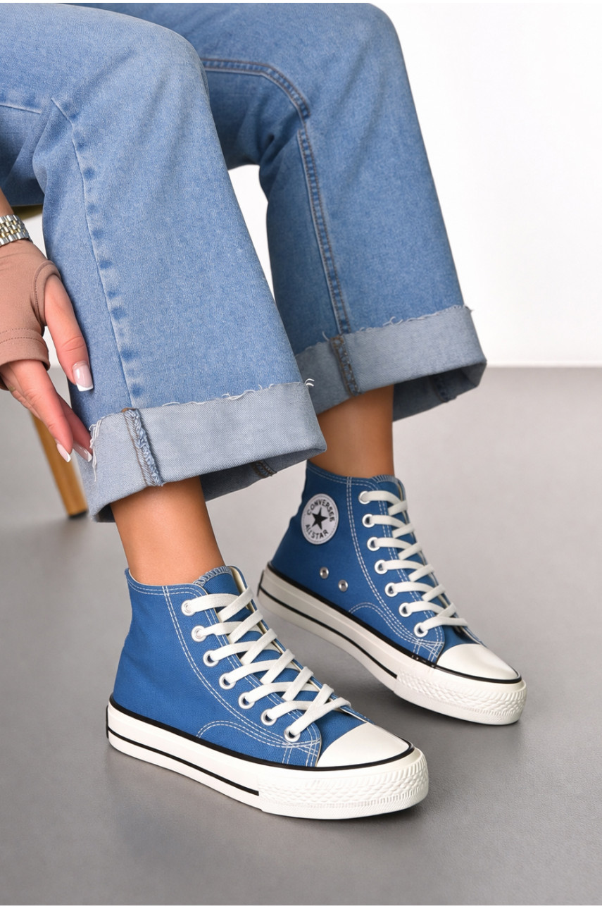 Кеды женские высокие синего цвета на шнуровке L030-5 212297