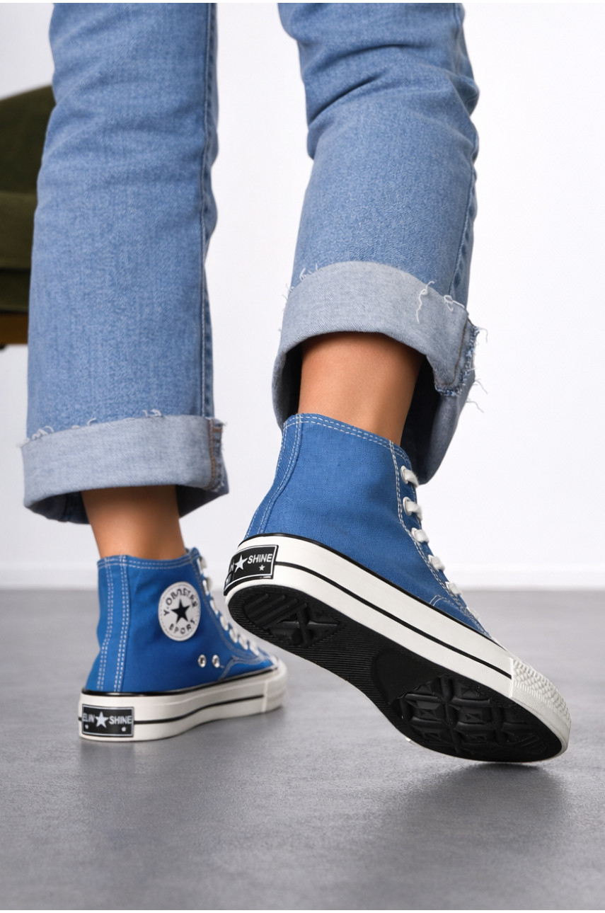 Кеды женские высокие синего цвета на шнуровке L030-5 212297