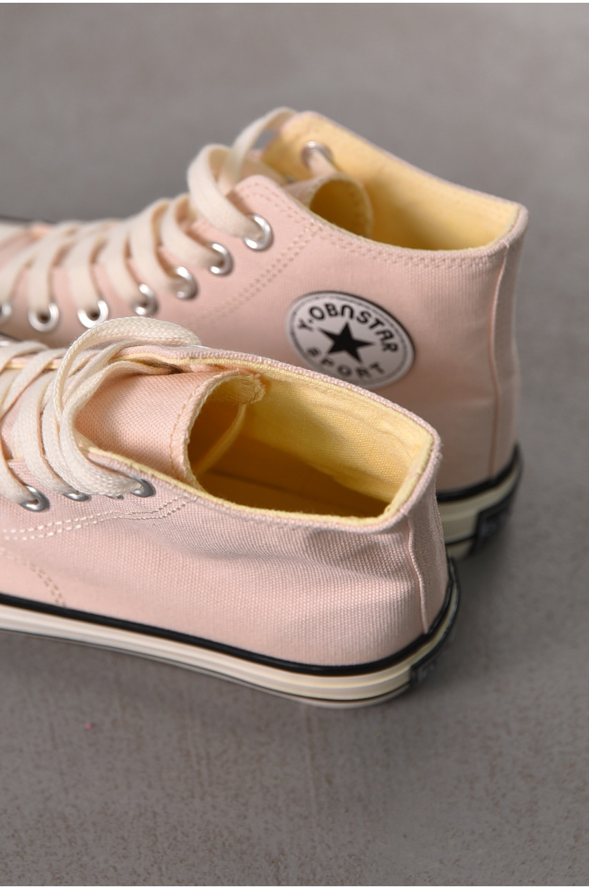 Кеды женские высокие пудрового цвета на шнуровке L030-3 212298