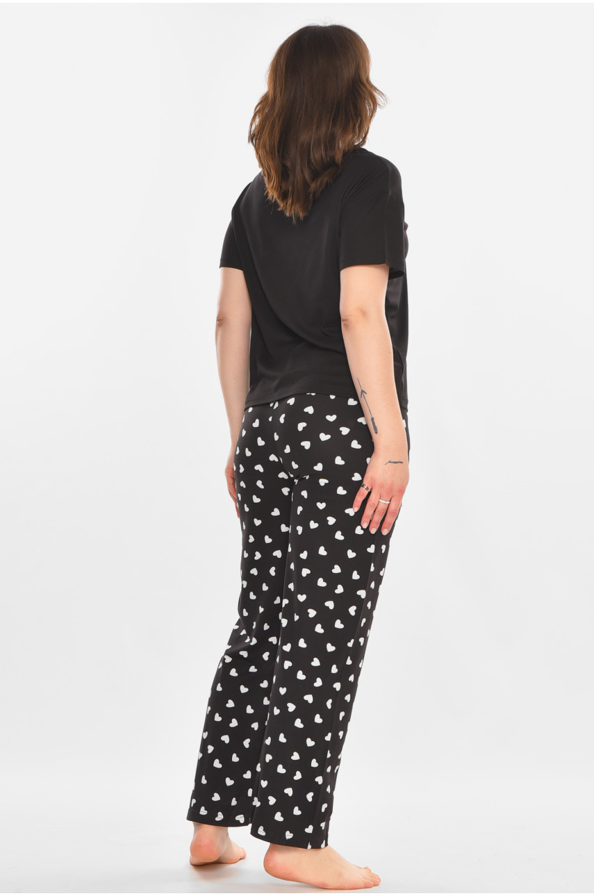 Піжама жіноча напівбатальна чорного кольору з принтом 19034,1 212301