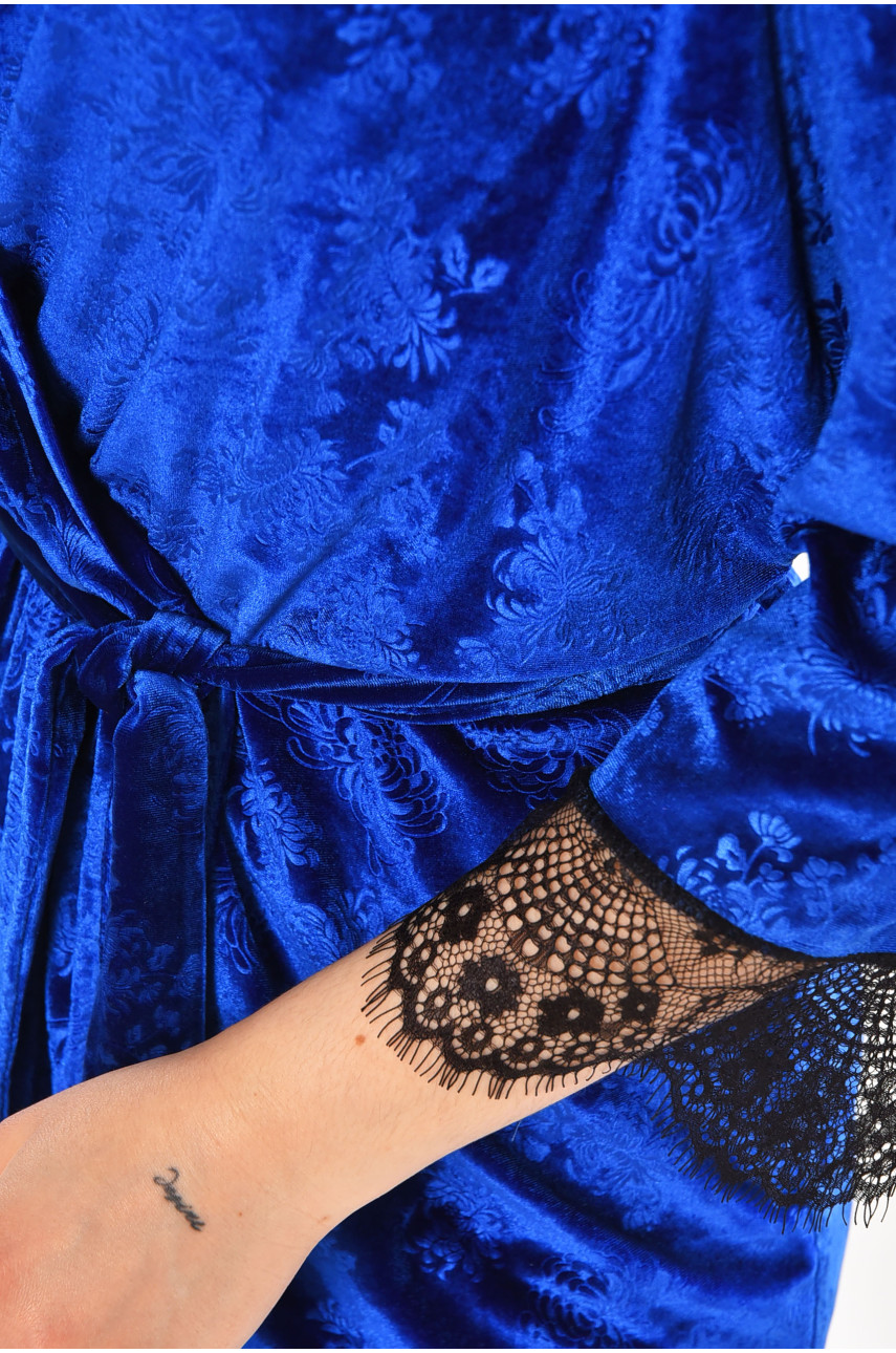 Халат женский велюровый синего цвета 0867 212311 Халат женский велюровый синего цвета 0867 212311