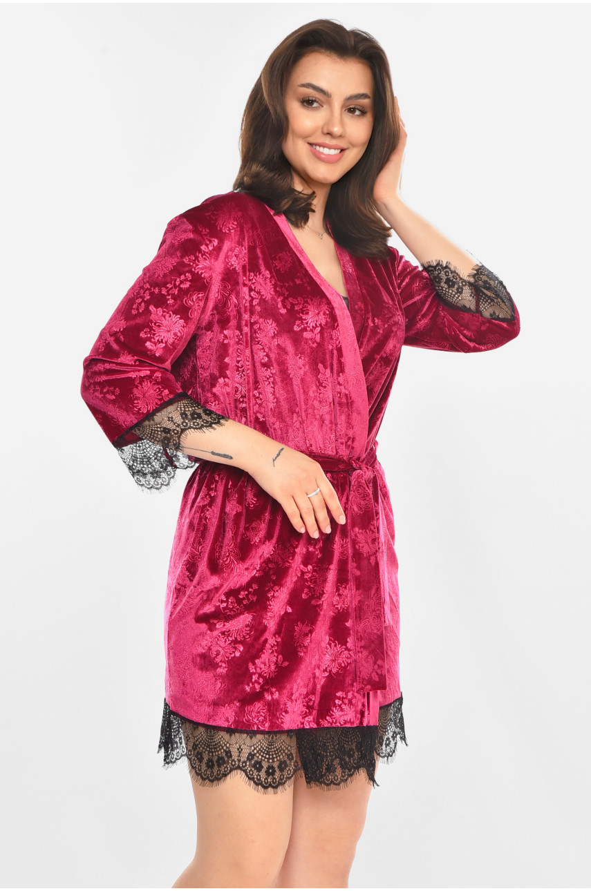 Халат женский велюровый сиреневого цвета 0859 212315