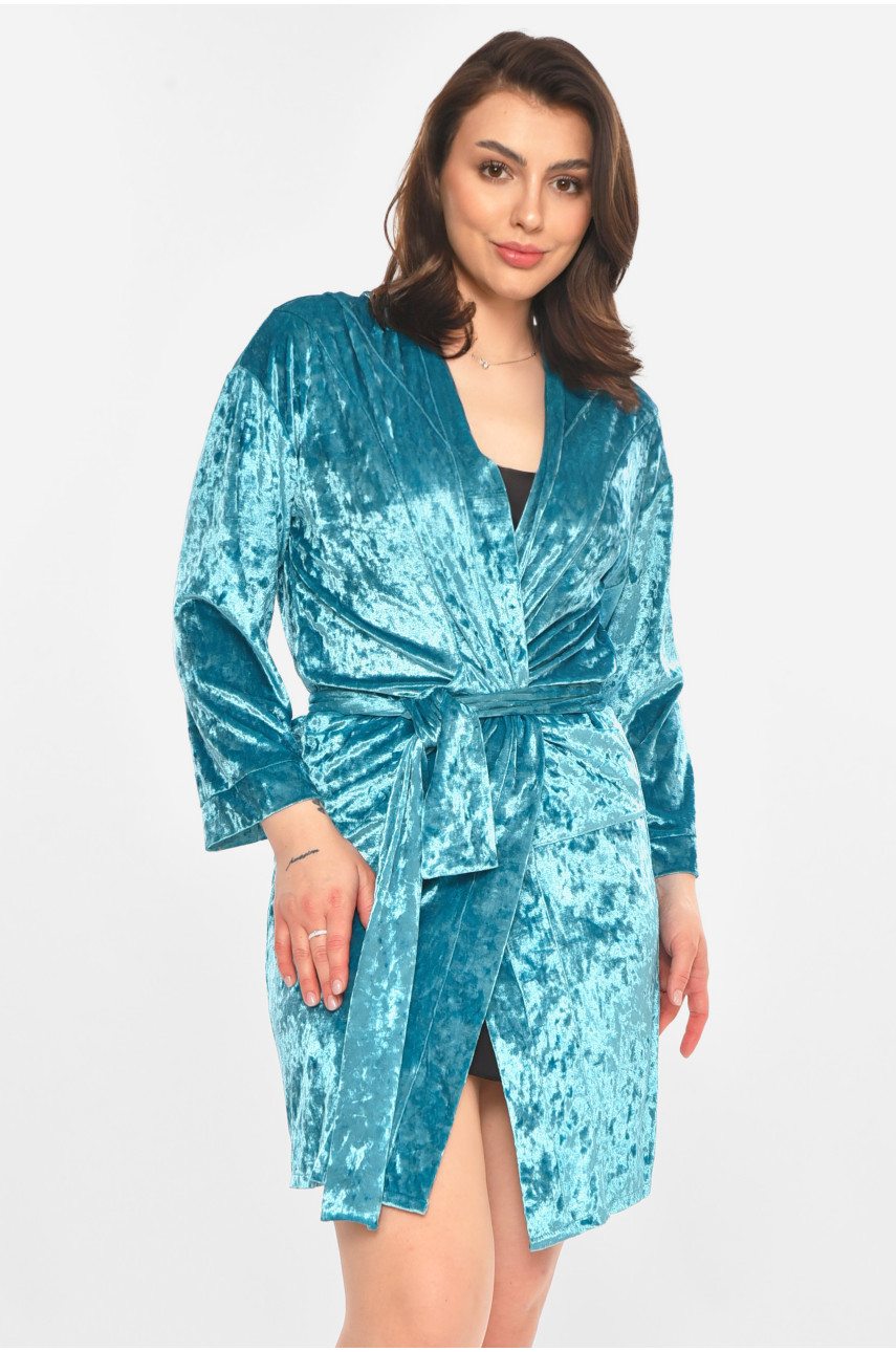 Халат женский велюровый мятного цвета М28 212320