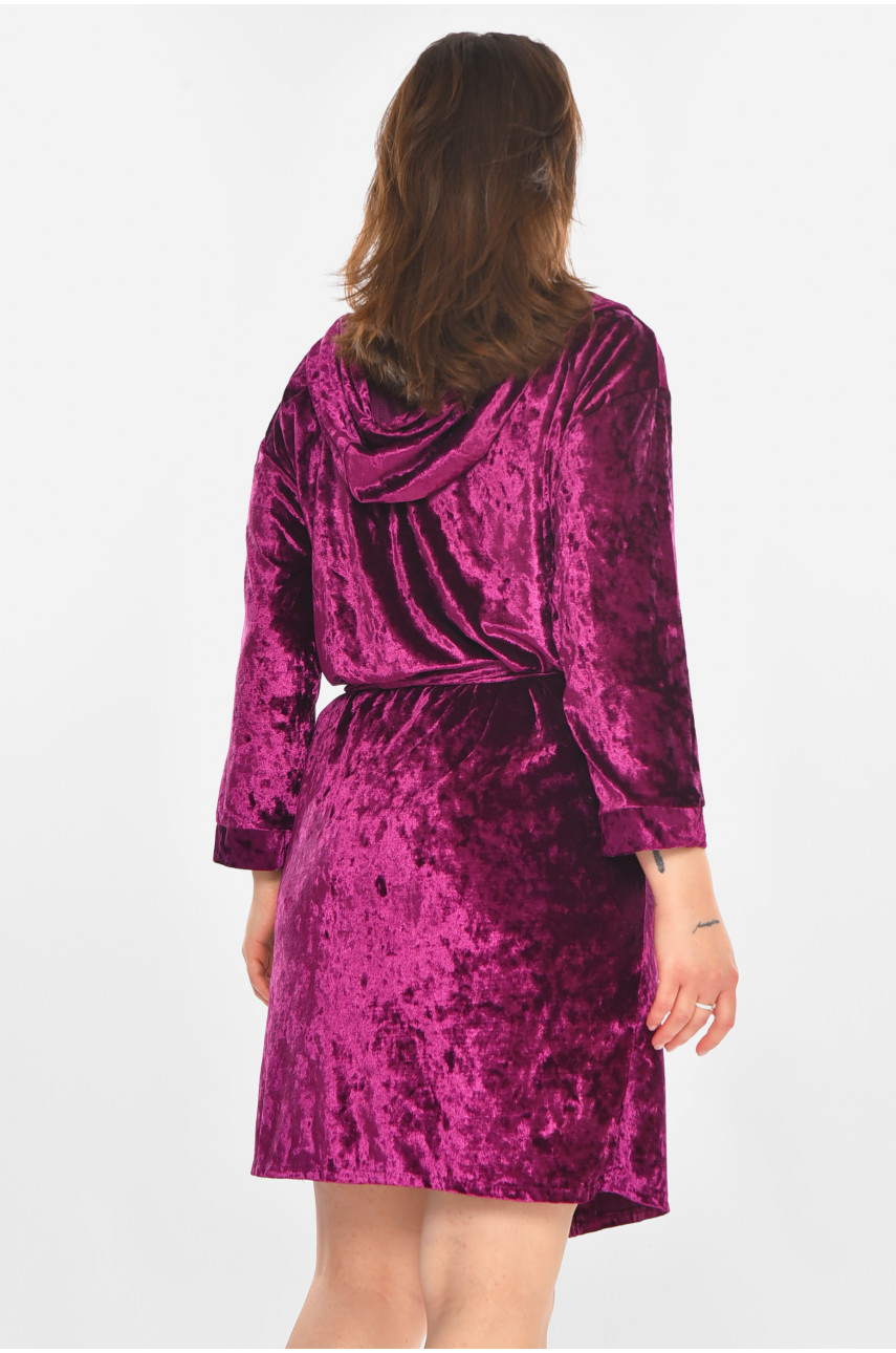 Халат женский велюровый фиолетового цвета М28 212321