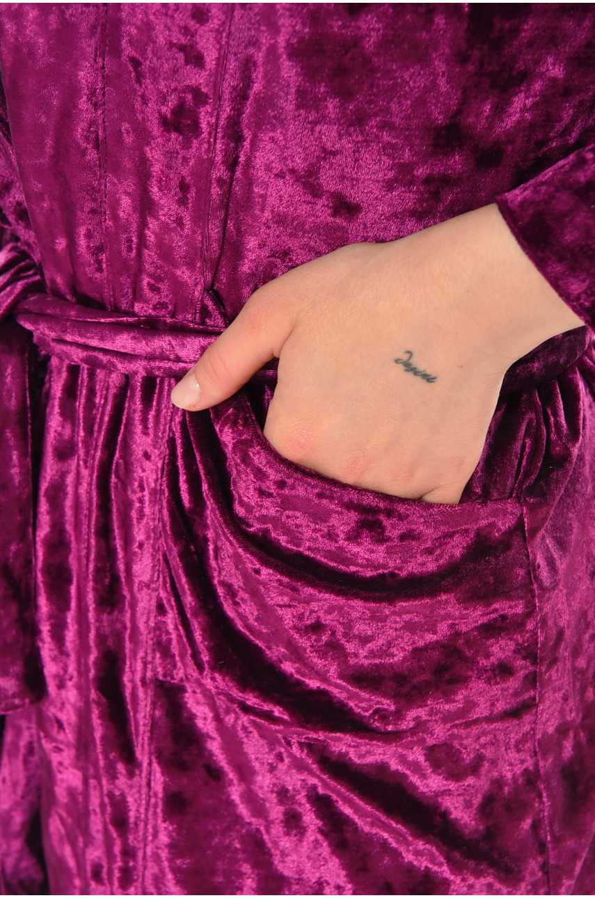 Халат женский велюровый фиолетового цвета М28 212321