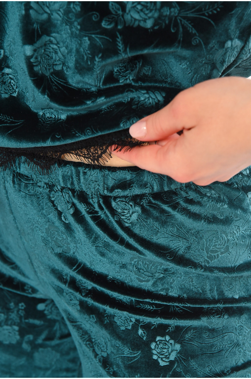 Піжама жіноча велюрова зеленого кольору 212323