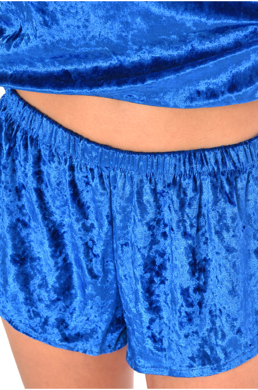 Пижама женская велюровая синего цвета М25 212337