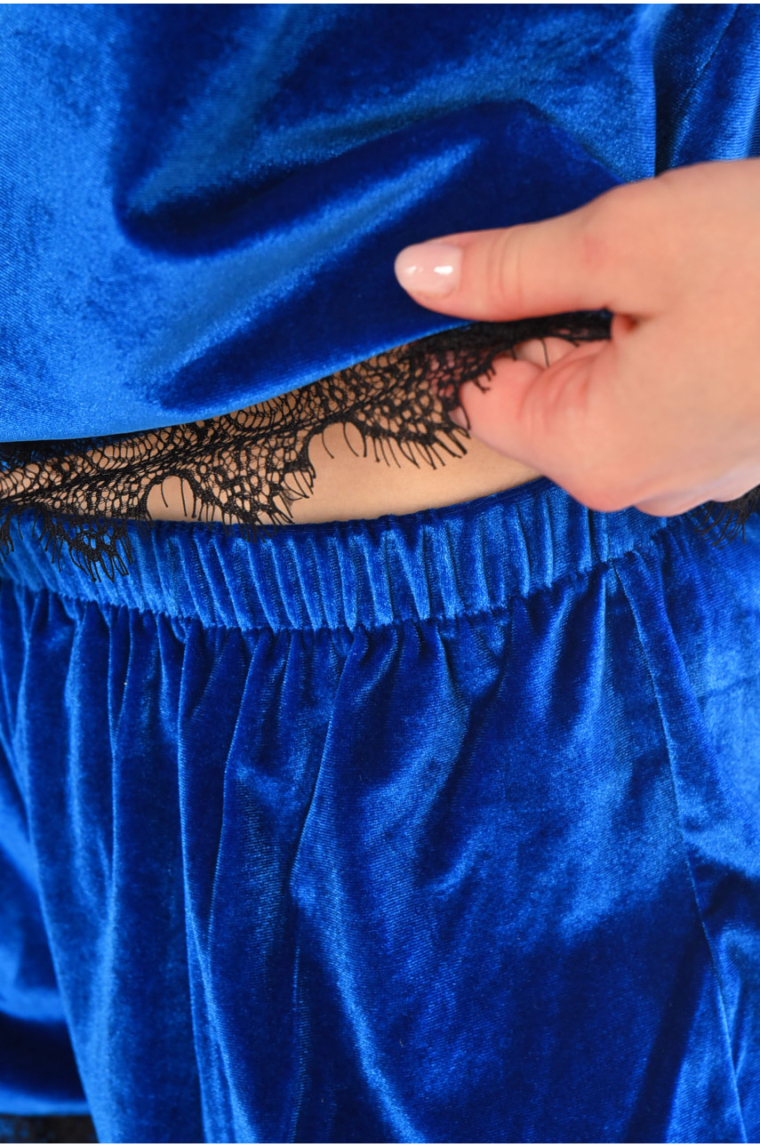 Пижама женская велюровая синего цвета 212340